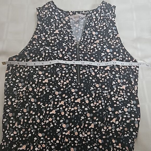 Banana Republic Sleeveless Elastic Waist Mini Cotton Dress Black/Pink Size 8 - Picture 6 of 16